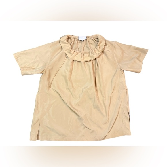 3.1 Phillip Lim Ruched-Neck Taffeta Boxing Top in Tan Size XS - Picture 5 of 13